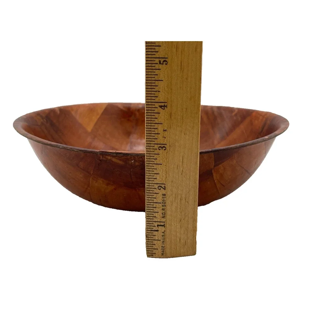 Woven Wood Salad Fruit Rustic Bread Bowl Serving Dish 9.75